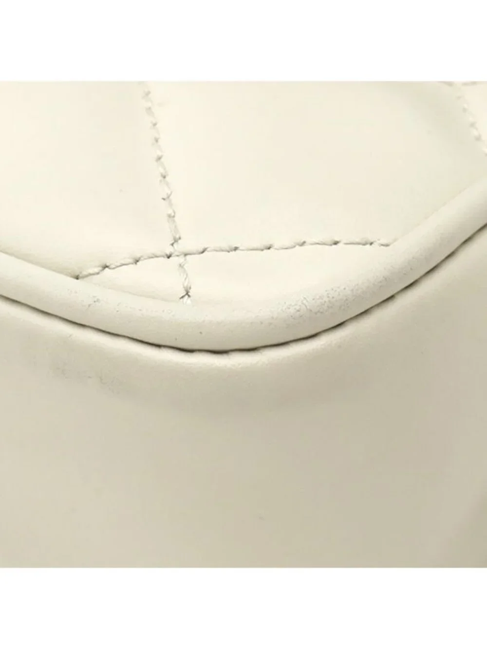 Gucci 2-Way Bag Deco Leather Chain Shoulder Ivory Gold White Silver